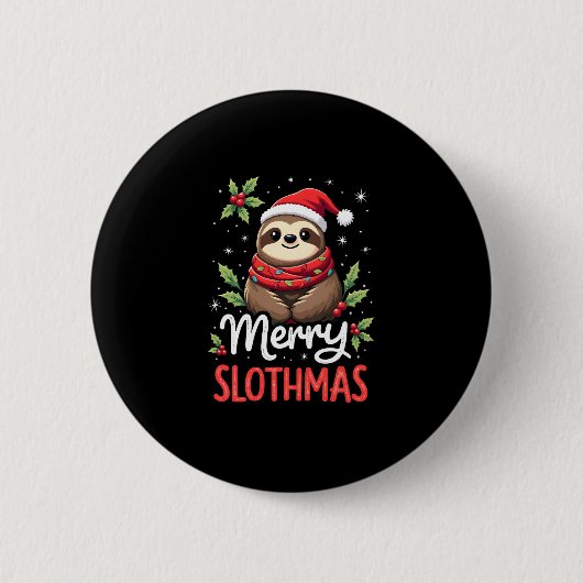 Funny Sloth Xmas Lights Merry Slothmas Sloth Chris Button (Vorderseite)