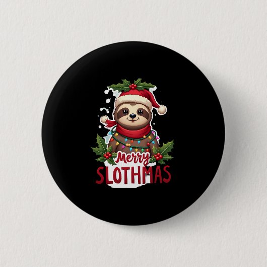 Funny Sloth Xmas Lights Merry Slothmas Sloth Chris Button (Vorderseite)