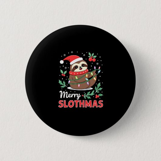 Funny Sloth Xmas Lights Merry Slothmas Sloth Chris Button (Vorderseite)