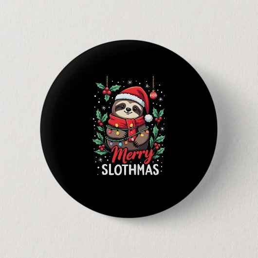 Funny Sloth Xmas Lights Merry Slothmas Sloth Chris Button (Vorderseite)