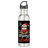 Funny Sloth Xmas Lights Merry Slothmas Sloth Chris Edelstahlflasche (Vorderseite)