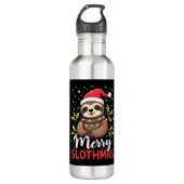 Funny Sloth Xmas Lights Merry Slothmas Sloth Chris Edelstahlflasche (Vorderseite)