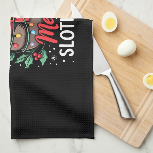 Funny Sloth Xmas Lights Merry Slothmas Sloth Chris Geschirrtuch (Viertel Falte)