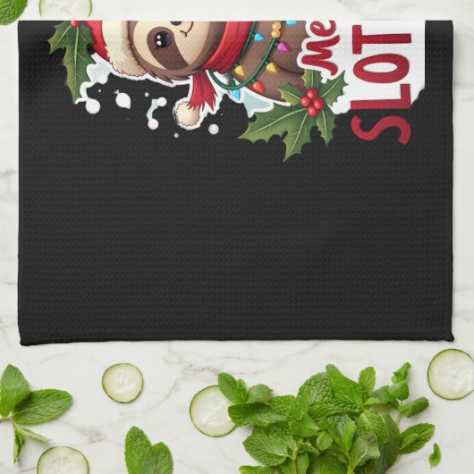 Funny Sloth Xmas Lights Merry Slothmas Sloth Chris Geschirrtuch (Gefaltet)