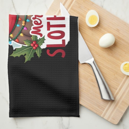 Funny Sloth Xmas Lights Merry Slothmas Sloth Chris Geschirrtuch (Viertel Falte)