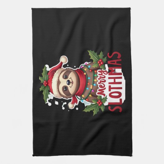 Funny Sloth Xmas Lights Merry Slothmas Sloth Chris Geschirrtuch (Vertikal)
