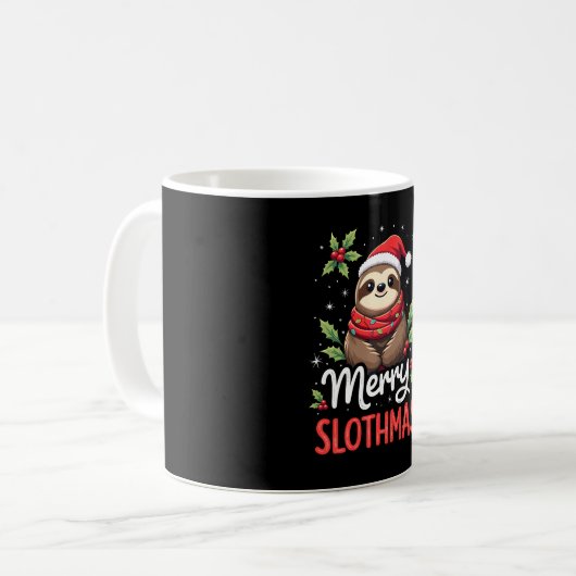 Funny Sloth Xmas Lights Merry Slothmas Sloth Chris Kaffeetasse (Vorderseite Links)