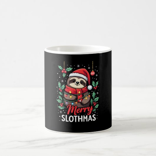 Funny Sloth Xmas Lights Merry Slothmas Sloth Chris Kaffeetasse (Mittel)