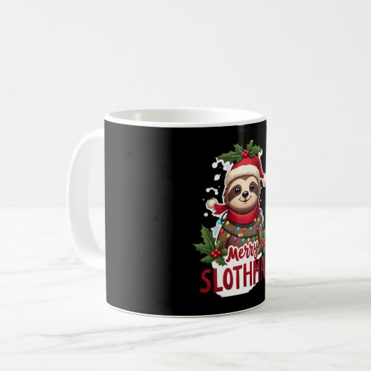 Funny Sloth Xmas Lights Merry Slothmas Sloth Chris Kaffeetasse (Vorderseite Links)
