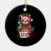Funny Sloth Xmas Lights Merry Slothmas Sloth Chris Keramik Ornament (Vorne)