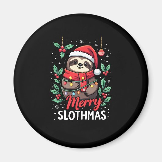 Funny Sloth Xmas Lights Merry Slothmas Sloth Chris Magnet (Vorne)