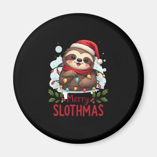 Funny Sloth Xmas Lights Merry Slothmas Sloth Chris Magnet (Vorne)
