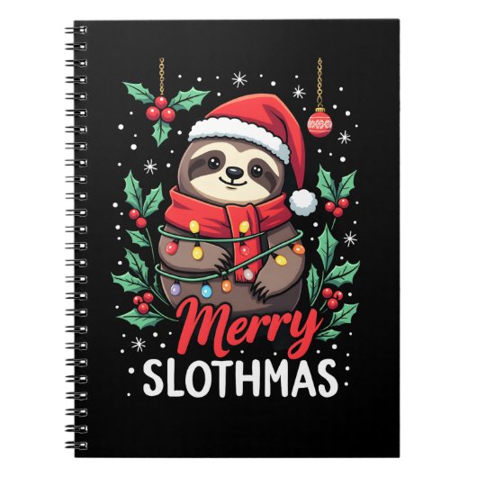 Funny Sloth Xmas Lights Merry Slothmas Sloth Chris Notizblock (Vorderseite)