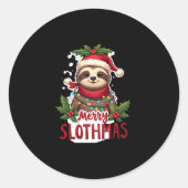 Funny Sloth Xmas Lights Merry Slothmas Sloth Chris Runder Aufkleber (Vorderseite)