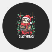 Funny Sloth Xmas Lights Merry Slothmas Sloth Chris Runder Aufkleber (Vorderseite)