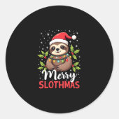 Funny Sloth Xmas Lights Merry Slothmas Sloth Chris Runder Aufkleber (Vorderseite)