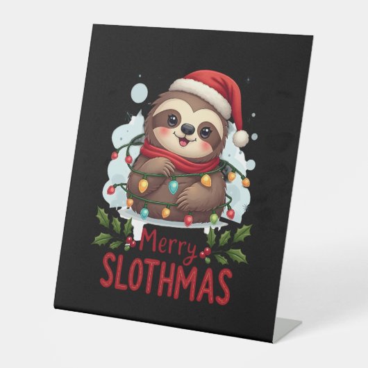 Funny Sloth Xmas Lights Merry Slothmas Sloth Chris Sockelschild (Vorderseite)