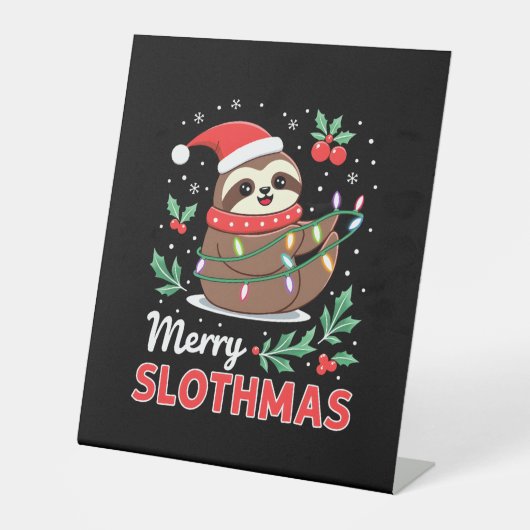 Funny Sloth Xmas Lights Merry Slothmas Sloth Chris Sockelschild (Vorderseite)