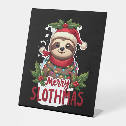 Funny Sloth Xmas Lights Merry Slothmas Sloth Chris Sockelschild (Vorderseite)