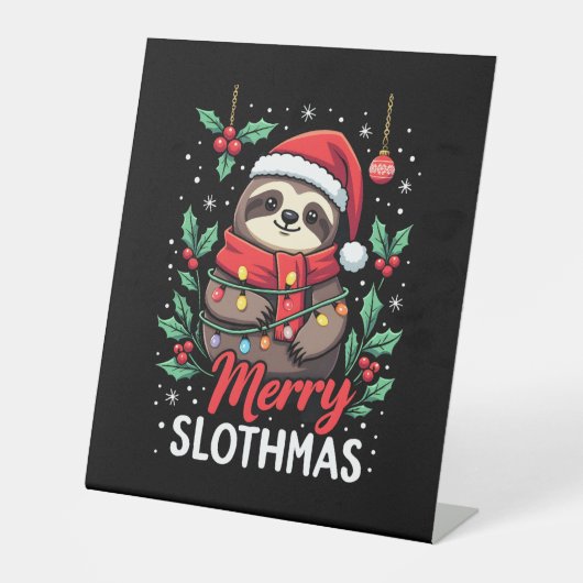 Funny Sloth Xmas Lights Merry Slothmas Sloth Chris Sockelschild (Vorderseite)