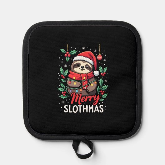 Funny Sloth Xmas Lights Merry Slothmas Sloth Chris Topflappen (Vorderseite)