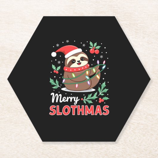 Funny Sloth Xmas Lights Merry Slothmas Sloth Chris Untersetzer (Vorderseite)