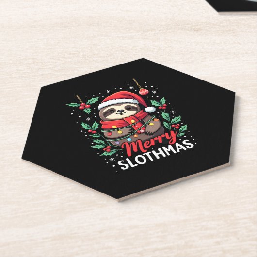 Funny Sloth Xmas Lights Merry Slothmas Sloth Chris Untersetzer (angewinkelt)