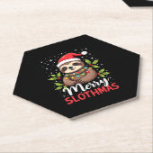 Funny Sloth Xmas Lights Merry Slothmas Sloth Chris Untersetzer (angewinkelt)