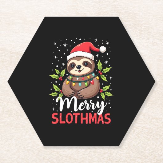 Funny Sloth Xmas Lights Merry Slothmas Sloth Chris Untersetzer (Vorderseite)