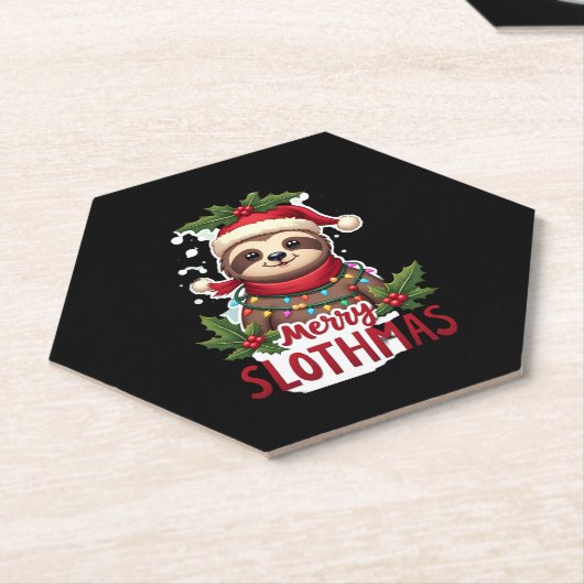 Funny Sloth Xmas Lights Merry Slothmas Sloth Chris Untersetzer (angewinkelt)