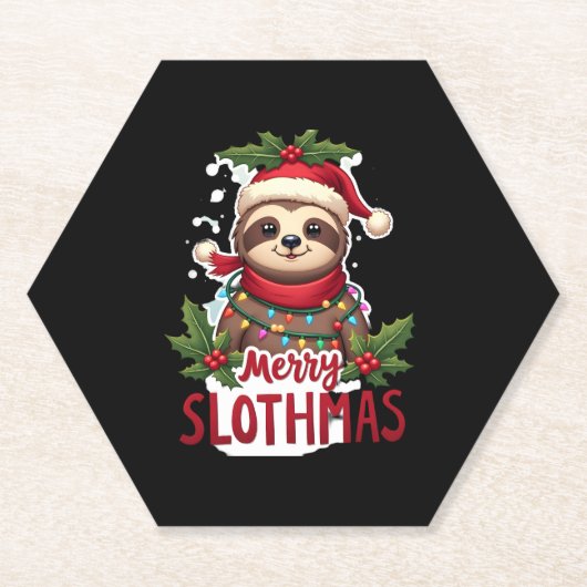 Funny Sloth Xmas Lights Merry Slothmas Sloth Chris Untersetzer (Vorderseite)