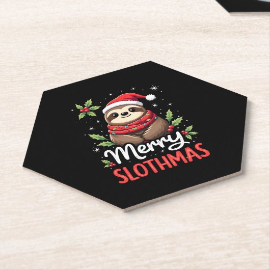 Funny Sloth Xmas Lights Merry Slothmas Sloth Chris Untersetzer (angewinkelt)