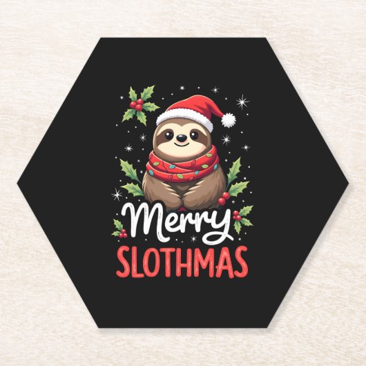 Funny Sloth Xmas Lights Merry Slothmas Sloth Chris Untersetzer (Vorderseite)
