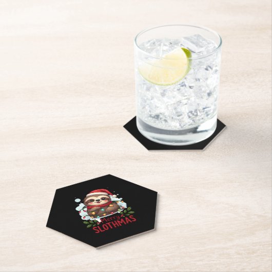 Funny Sloth Xmas Lights Merry Slothmas Sloth Chris Untersetzer (Vor Ort)