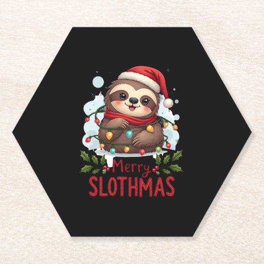 Funny Sloth Xmas Lights Merry Slothmas Sloth Chris Untersetzer (Vorderseite)