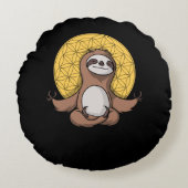 Funny Sloth Zen Yoga Medizin Tier Rundes Kissen (Vorderseite)