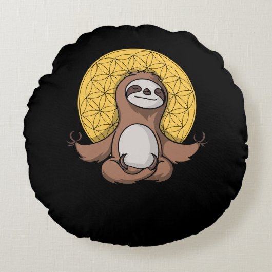 Funny Sloth Zen Yoga Medizin Tier Rundes Kissen (Vorderseite)