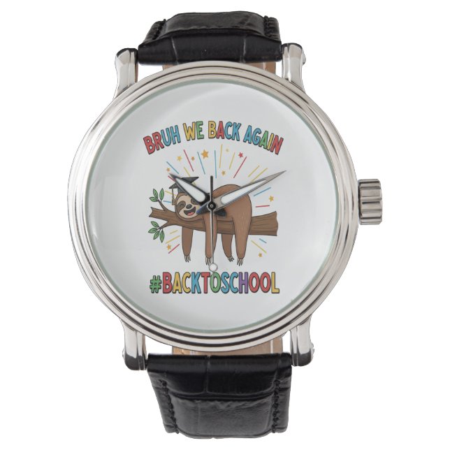 Funny Sloth Zurück zur Schule Armbanduhr (Vorderseite)