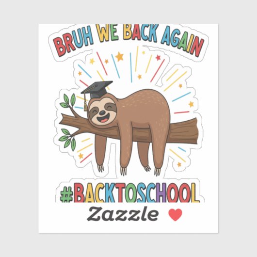 Funny Sloth Zurück zur Schule Aufkleber (Blatt)