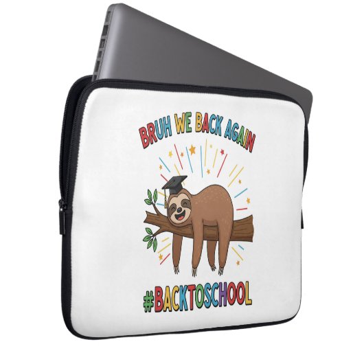 Funny Sloth Zurück zur Schule Laptopschutzhülle (Vorne Rechts)