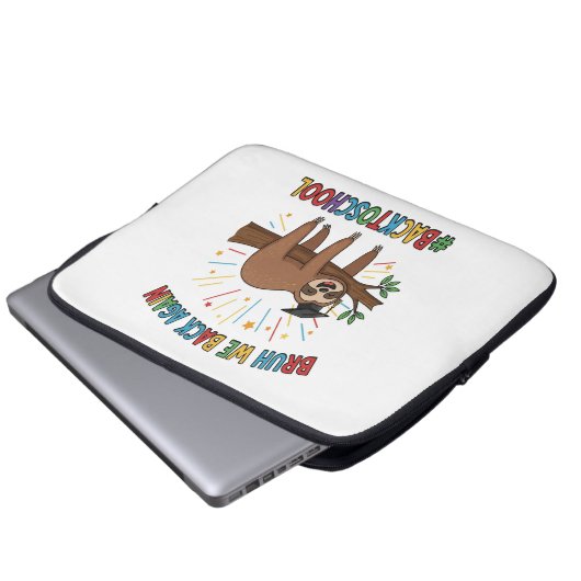 Funny Sloth Zurück zur Schule Laptopschutzhülle (Vorne Knopf)