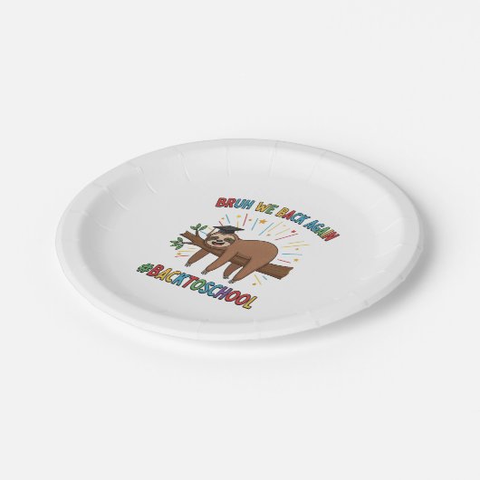 Funny Sloth Zurück zur Schule Pappteller (Schrägansicht)