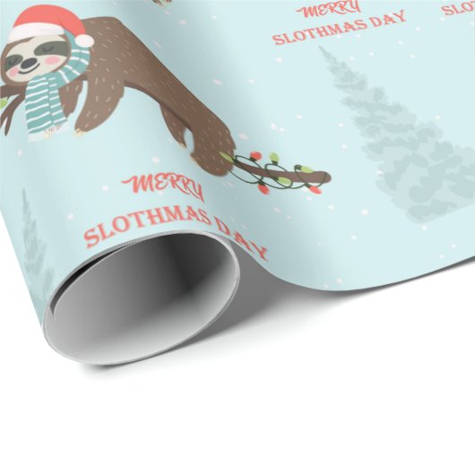 Funny Slothmas Geschenkpapier (Rolleneckpunkt)