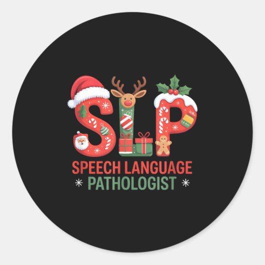 Funny Slp Christmas Speech Language Pathologist Ho Runder Aufkleber (Vorderseite)