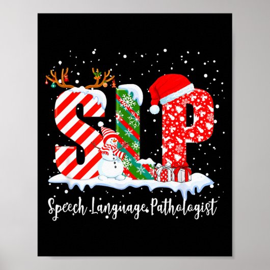 Funny Slp Speech Language Pathologist Santa Christ Poster (Vorne)