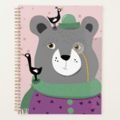 Funny smarter Bär Planer Top Hut und Monokel (Vorderseite)