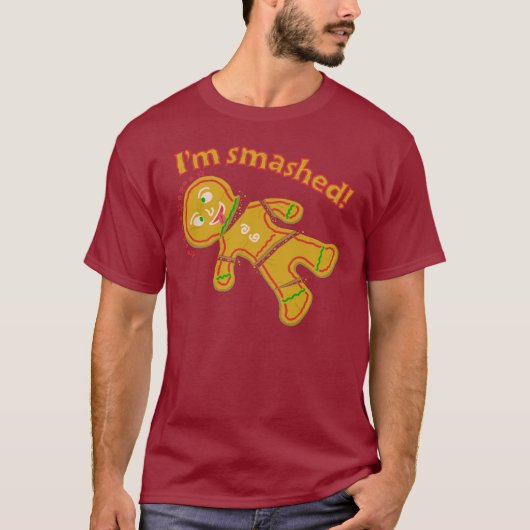 Funny Smashed Gingerbrot Mann Weihnachten T-Shirt (Vorderseite)
