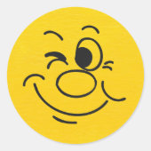 Funny Smile Winking Face Round Sticker (Vorderseite)
