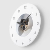 Funny smiling dog clock große wanduhr (Winkel)