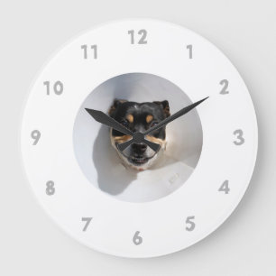 Funny smiling dog clock große wanduhr